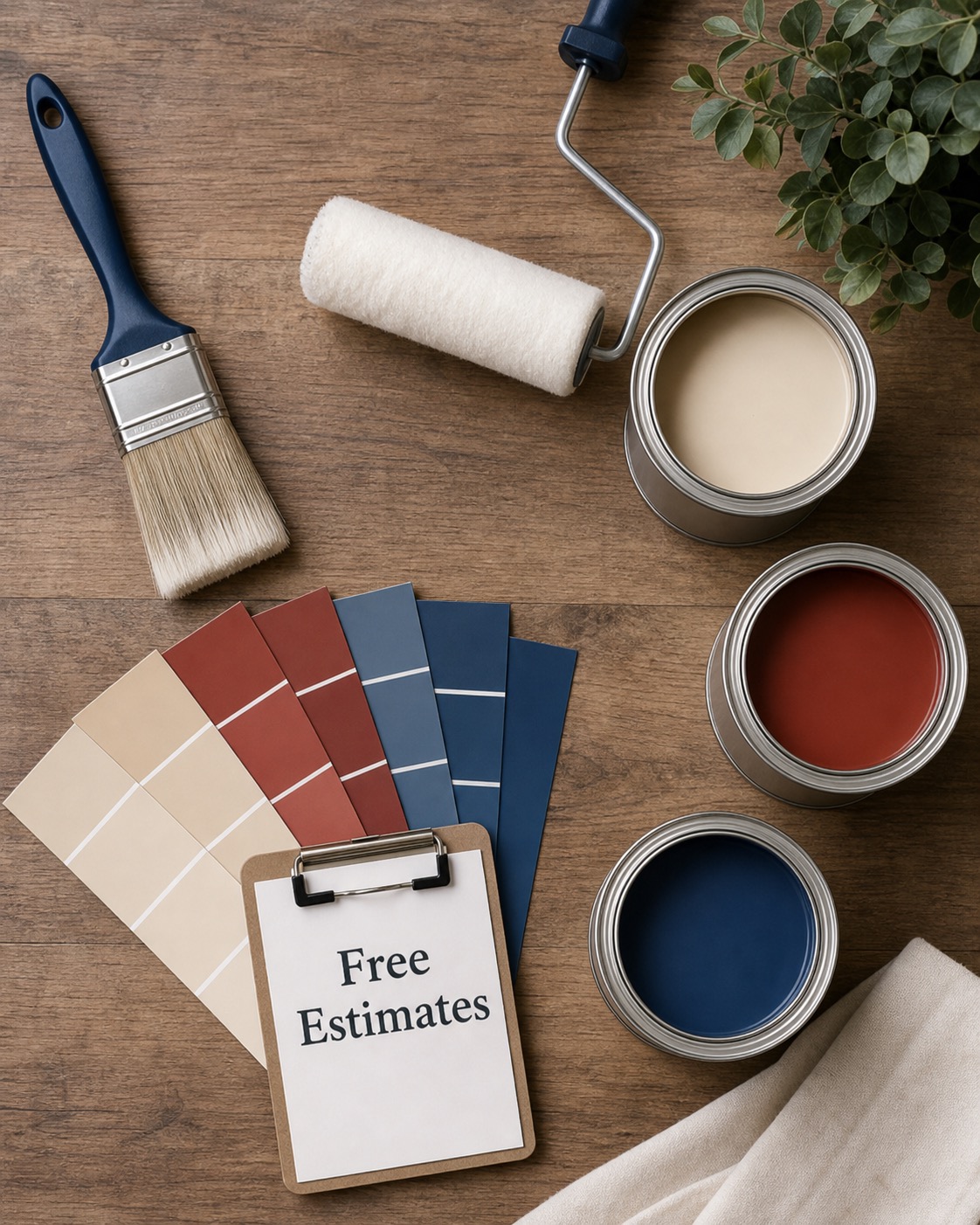 Painting tools and materials representing HB Pro Painting LLC's craftsmanship in Hendersonville NC